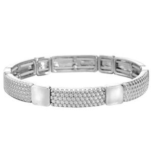 Liz Claiborne Silver Toned Segmented Textured Stretch Bracelet One Size NWT